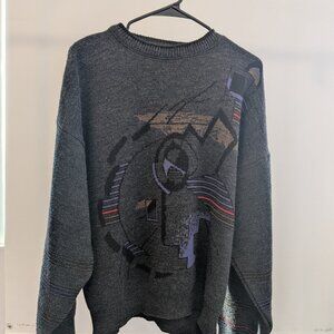 M Vintage Cambio Italia Abstract Pattern Wool Blend Crewneck Sweater